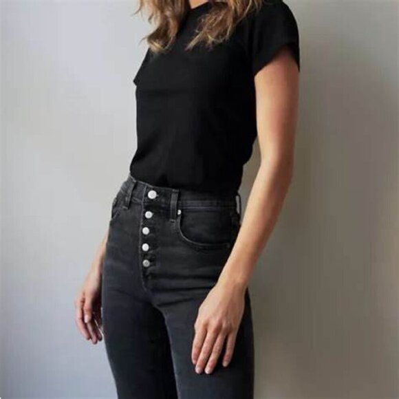 Denim Forum Yoko High Rise Slim Jeans Washed Black Size 26 👖🖤 - Picture 2 of 12